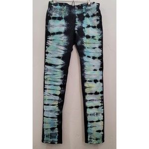 Ninth Hall Rogue Jeans Yellow Blue Green Tie Dye Denim Skinny Fit 30/32
